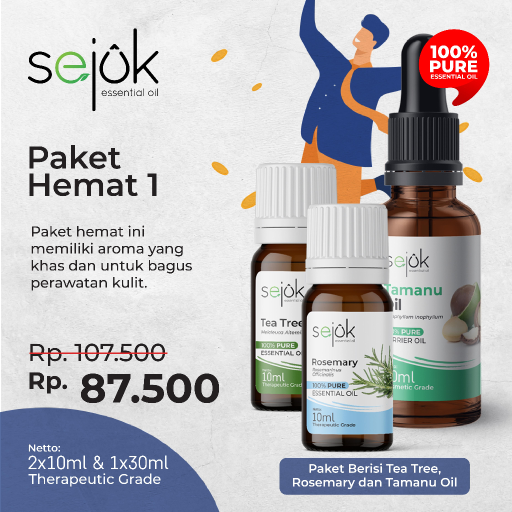 Sejuk Paket Hemat 1 Essential Oil dan Carrier Oil / Aromaterapi Pure 100 %