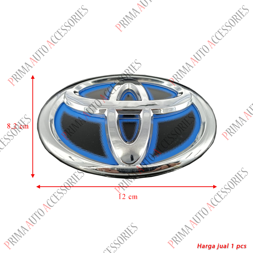 Emblem Logo TOYOTA HYBRID HITAM BIRU  12 Cm