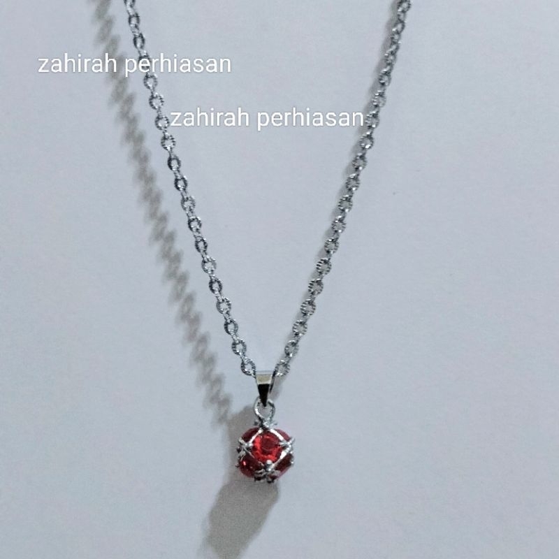 kalung Nori perak liontin kristal merah20