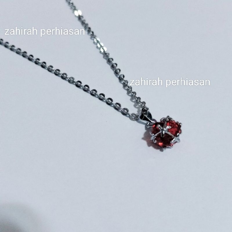 kalung Nori perak liontin kristal merah20