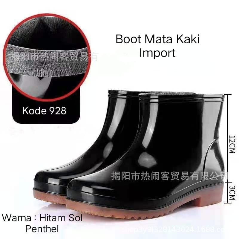Sepatu Boot Mata Kaki Import Pria dan Wanita 928 Hitam Boot Anti Air