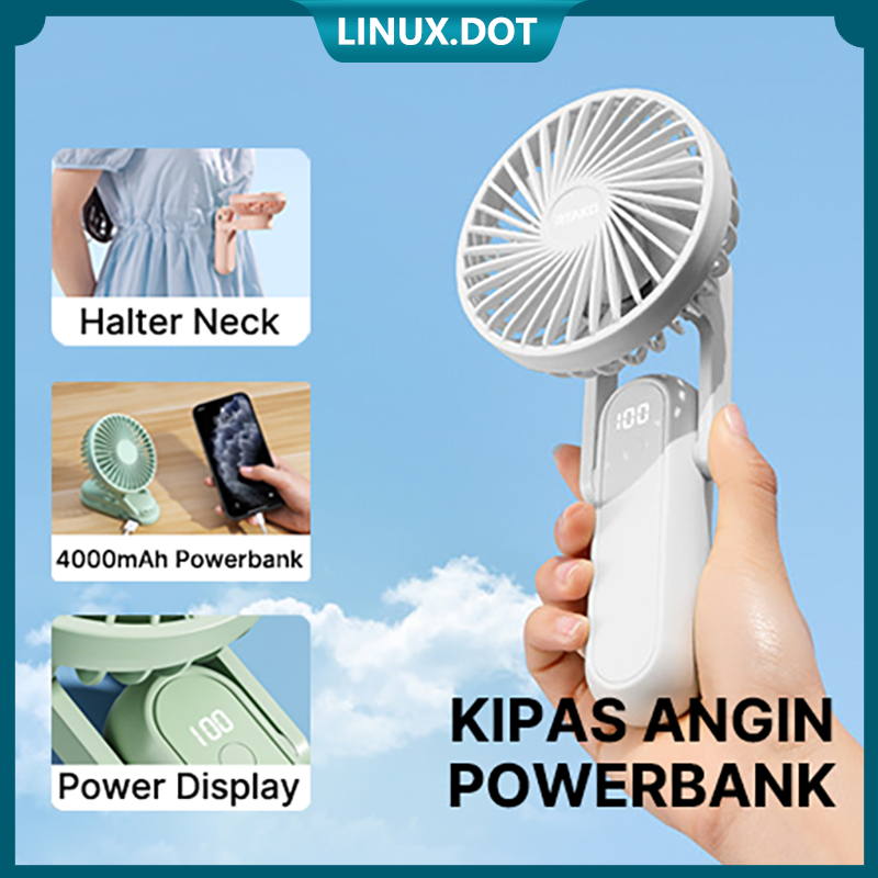 Powerbank Kipas Angin Mini Lipat Portable USB Fan