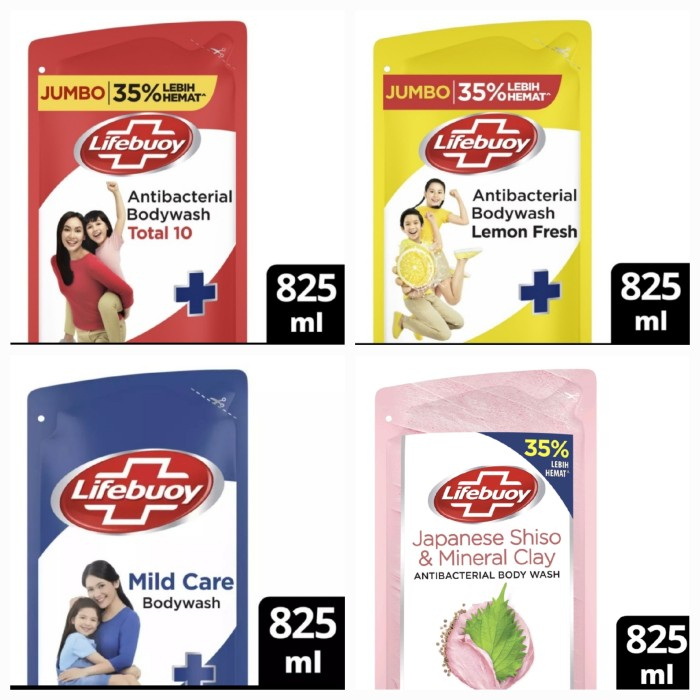 LIFEBUOY BODY WASH SABUN MANDI CAIR YOGURT / JAPANESE SHISO SANDALWOOD / MILD CARE / TOTAL 10 / LEMO
