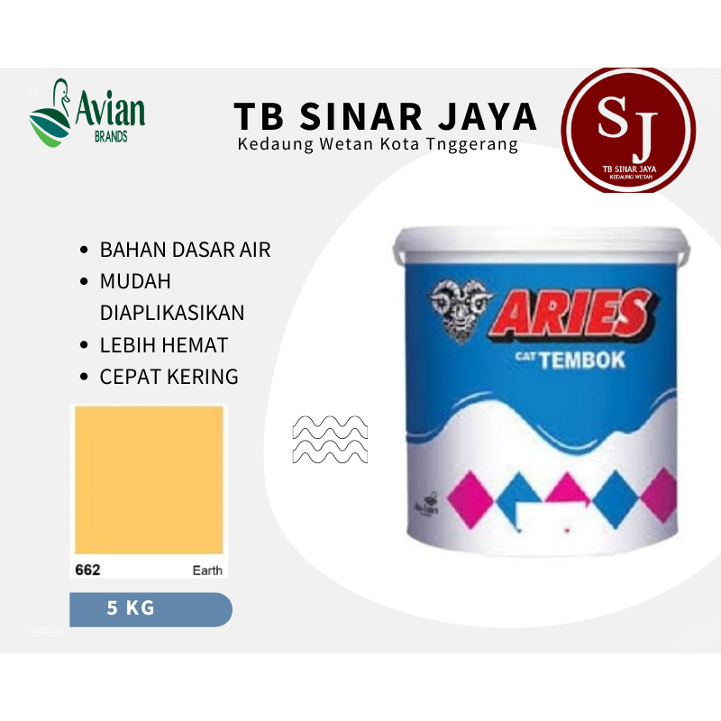 Cat Tembok Aries Avian Cat Tembok Dinding Interior 5kg - 662 Earth