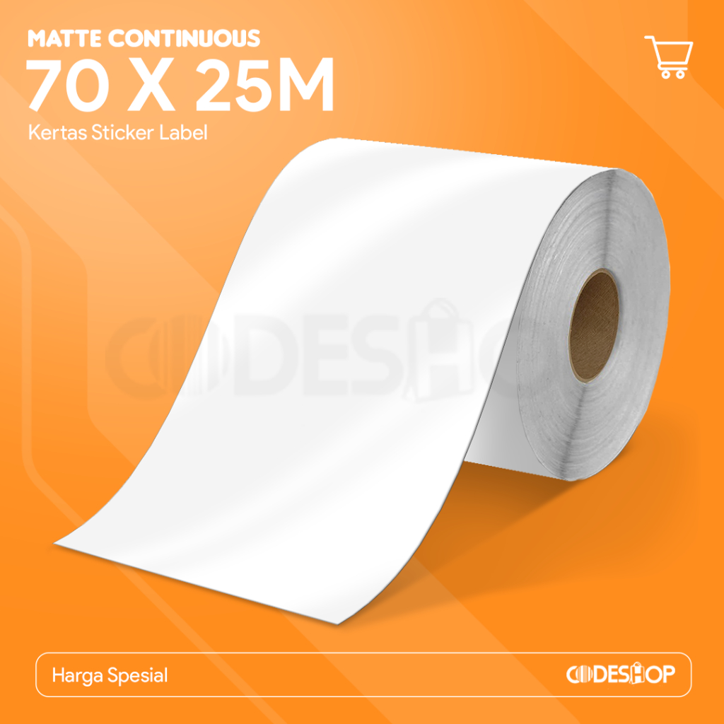 

Codeshop Stiker Label Barcode 70mm x 25m Semicoated 1 Line Continous