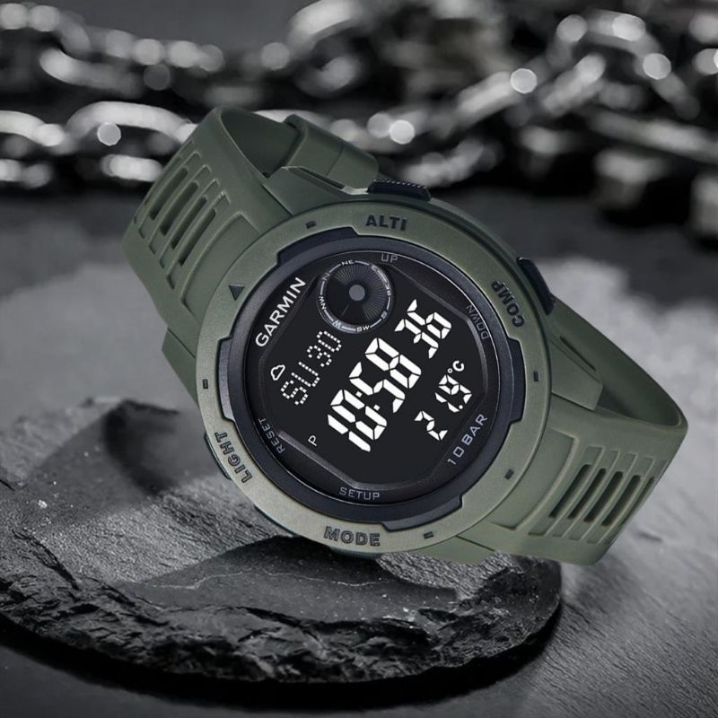 Jam Tangan Garmin Pria Ori Tahan Air Rubber Digital Free Box