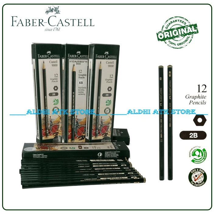 

Pensil Ujian Fabercastel 2B-8B Grapith Pencils Faber Castell 9000