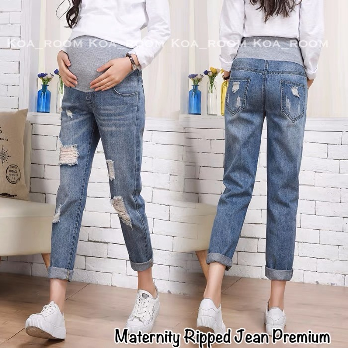 NEW!!!PREMIUM Maternity Ripped Jeans ( Celana Hamil Jeans Robek Premium )