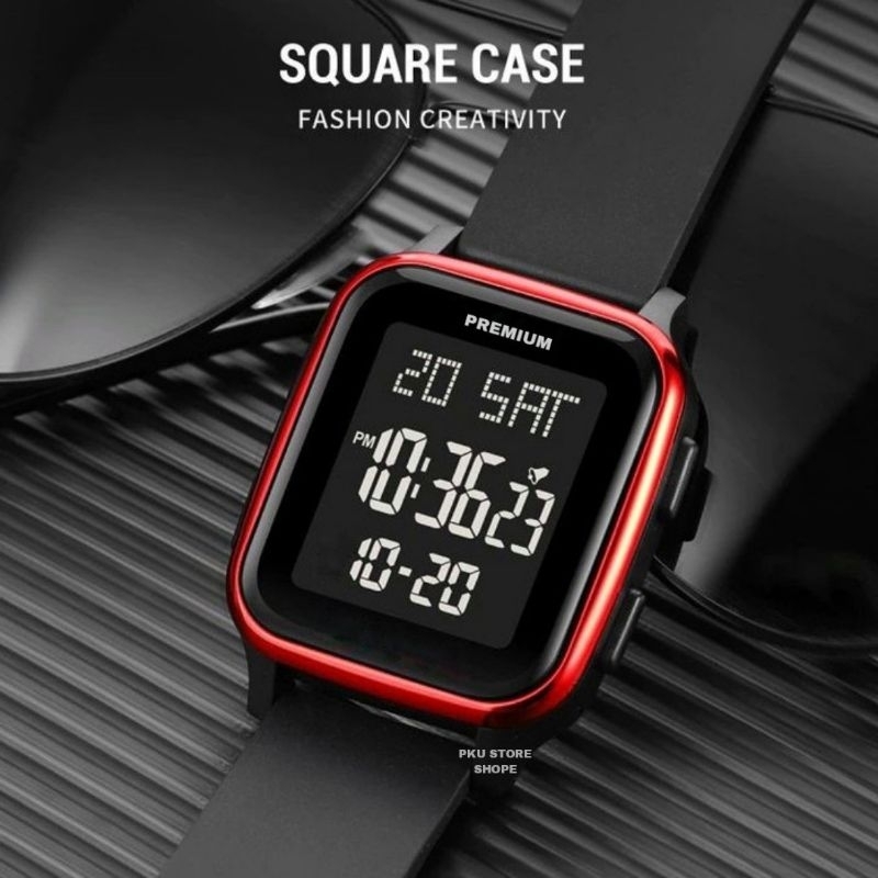 JAM Digital Watch Unisex Pria Dan Wanita Persegi Water Proff ( Bisa Buat Renang ) Strap Rubber Kemewahan Olahraga Santai Bisnis Berkualitas Murah Cod Bayar Di Tempat