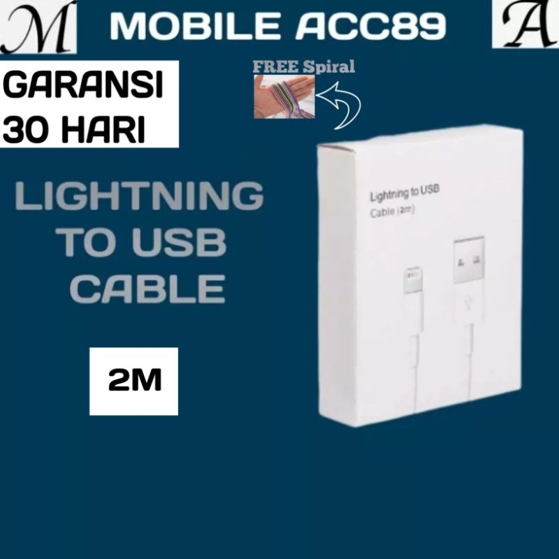 Kabel Lightning To USB Cable 2 Meter -Kabel Charger Lightning Panjang 2M