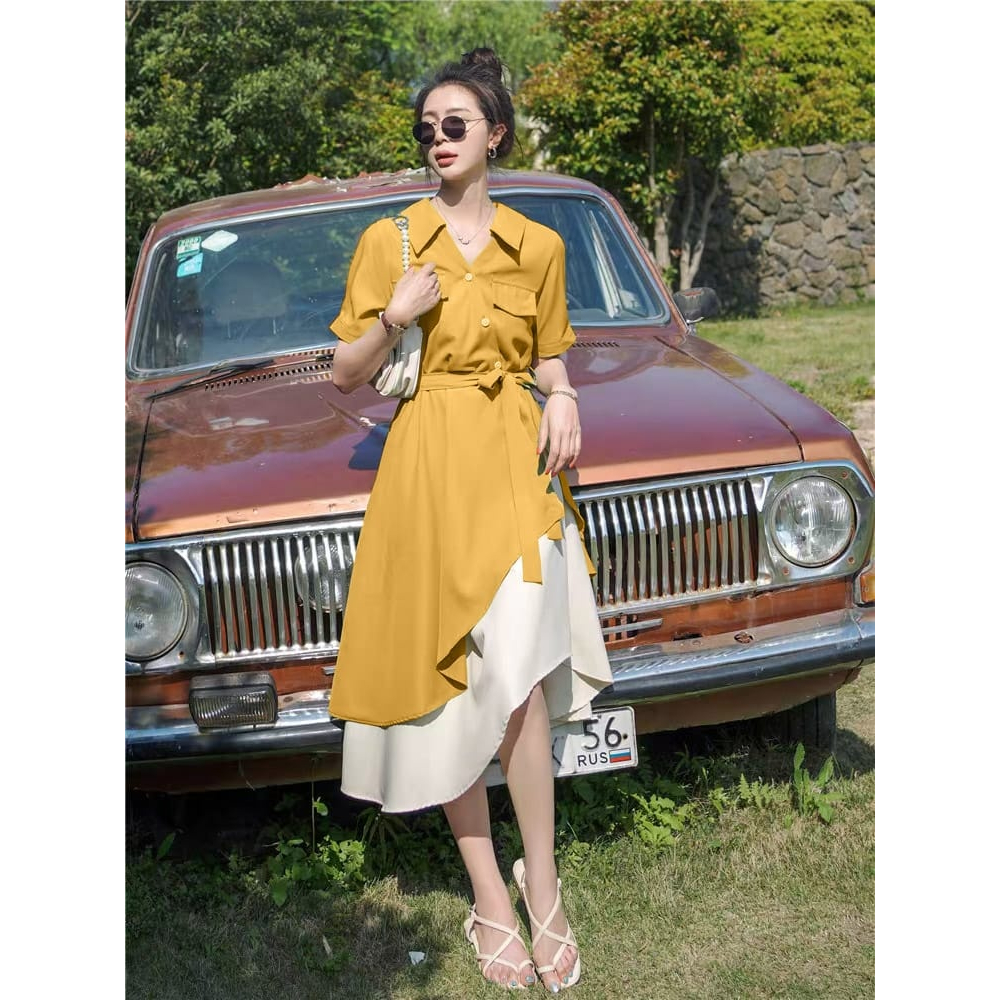 AS FASHION-COD-DRESS WANITA TERBARU 2023-DRES CASUAL MURAH WANITA-MIDI DRESS SELUTUT KOREAN STYLE