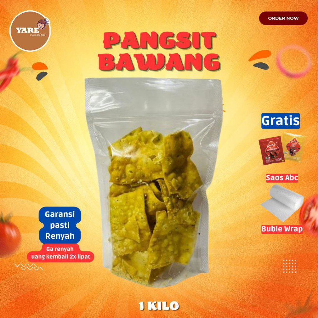 

Keripik Arisah Pangsit Rasa Bawang Renyah Original 500gram - 1kilo