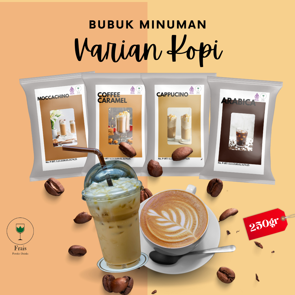 BUBUK MINUMAN RASA KOPI 250GR / SERBUK MINUMAN ANEKA RASA / POWDER MINUMAN / MINUMAN KEKINIAN BOBA / MINUMAN KEKINIAN / BUBUK MINUMAN ANEKA RASA