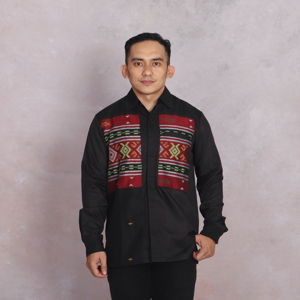 Kemeja Etnik Tenun Ulos Sadum Siantar Hitam (Couple Dijual Terpisah) Model : Martua