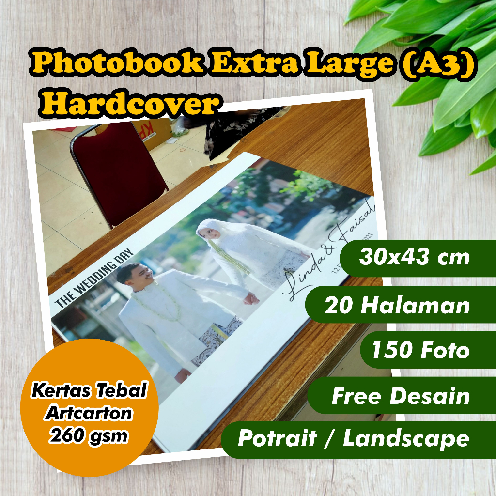 Photobook XL / A3 (20 hal) - 150 FOTO - 30 x 43 cm - Hardcover - Cetak Album Magazine Foto Book Kola