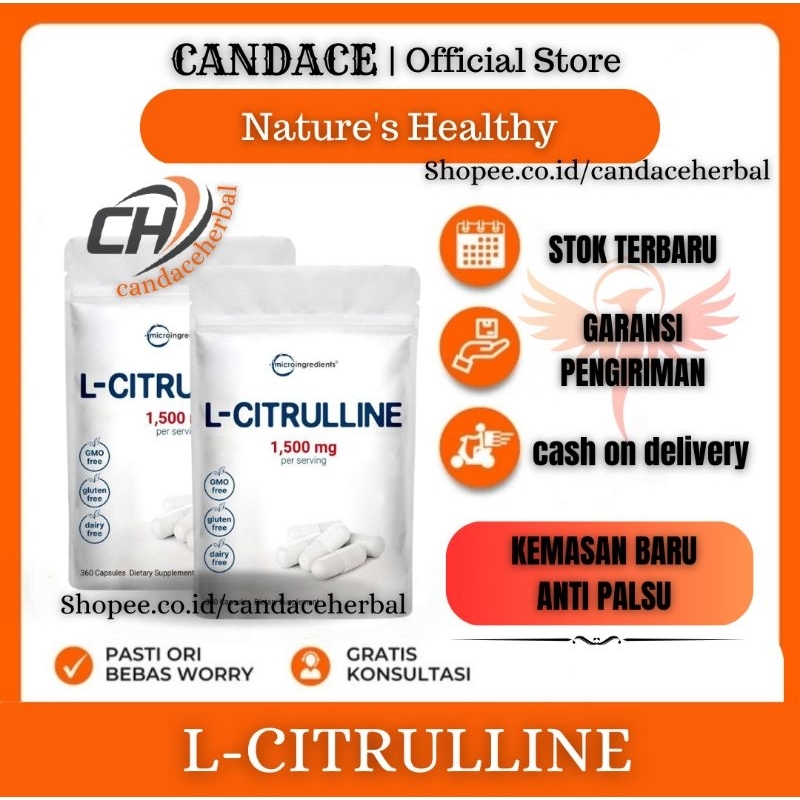 Bahan Micro Ingredients L Citrulline Capsules, 1500mg Per Penyajian, 360 Hitungan, Suplemen Pra-Lati