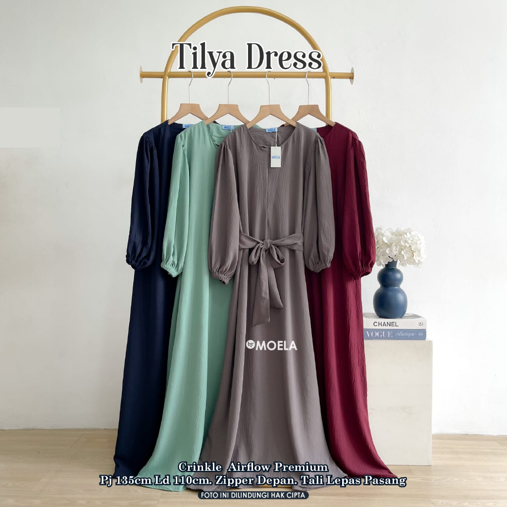 Tilya Dress Bahan Crinkle Airflow Premium by Moela