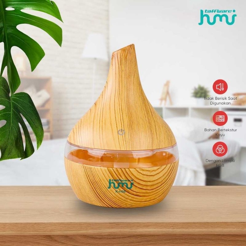 Humi Air Humidifier Aromatherapy Aromaterapi Pengharum Ruangan Ultrasonic Wood Grain 300ml