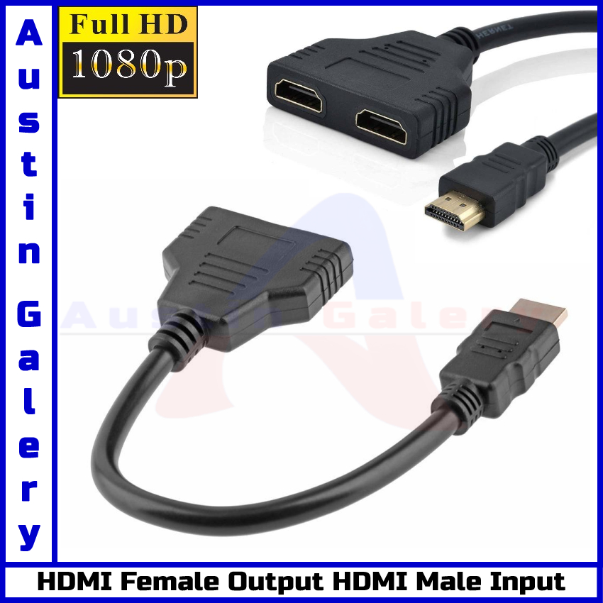 HDMI Splitter 2Port HD Male Input HD Female Output HD1080P For PC Laptop HDTV