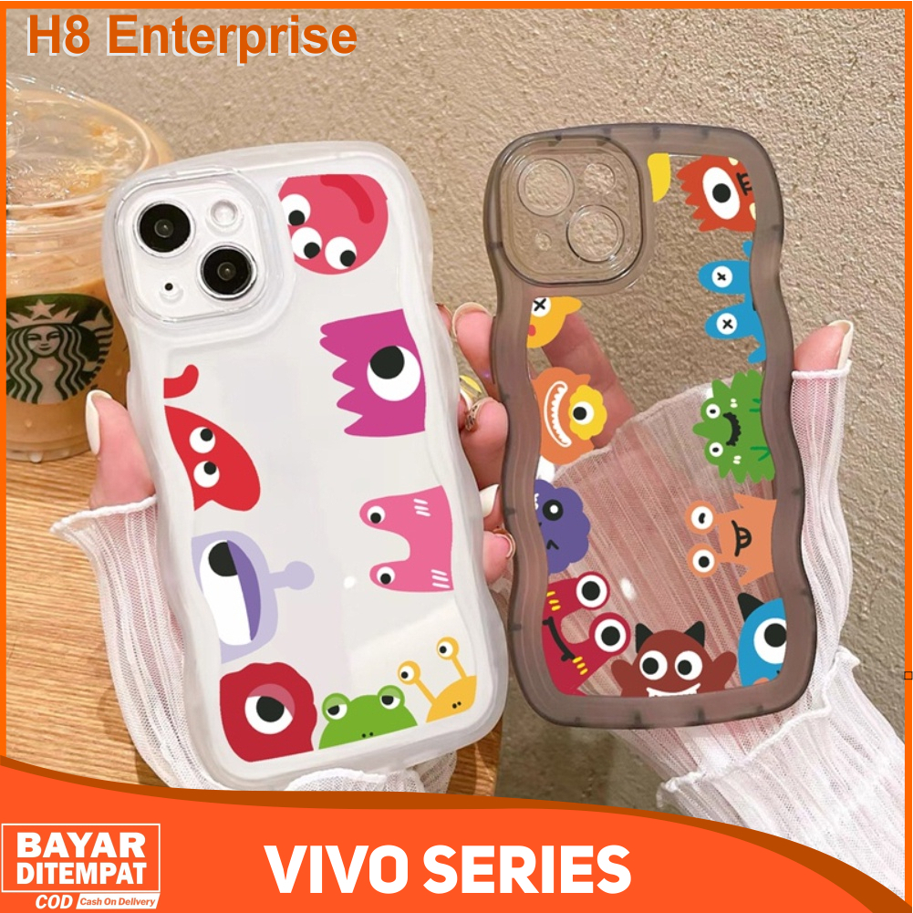 Case Vivo Y01 Y12S Y15S Y20 Y20S Y21 Y21A Y21E Y21S Y21T Y33S Y33T Casing Wave Cute Monster Estetic Silicon Transparant Premium CT3