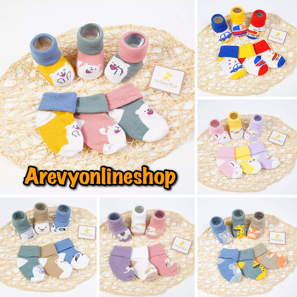 Kaos Kaki Winteku Baby Kingdom Newborn 0-12 Bulan 3 Pasang SNI Perlengkapan Bayi Baru Lahir