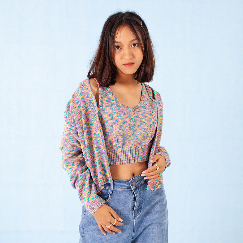 Yesyou Etheria Candy Blue One Set Cardigan