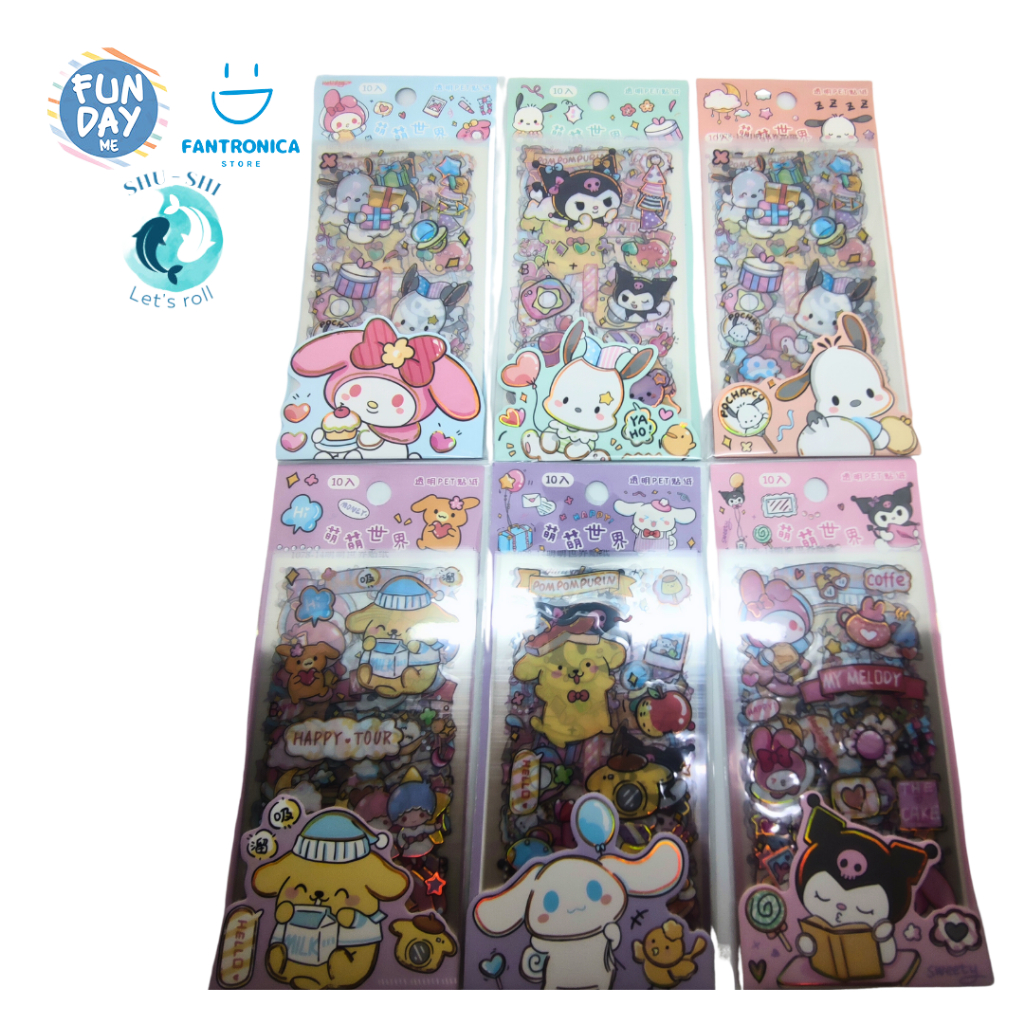 

Stiker Sanrio and Friends 10 Lembar / Stiker Sanrio and Friends Pochaco Cinnamorol Pompompurin Kuromi Melody / Stiker Waterprof Sanrio and Friends / Stiker Kece Sanrio and Friends