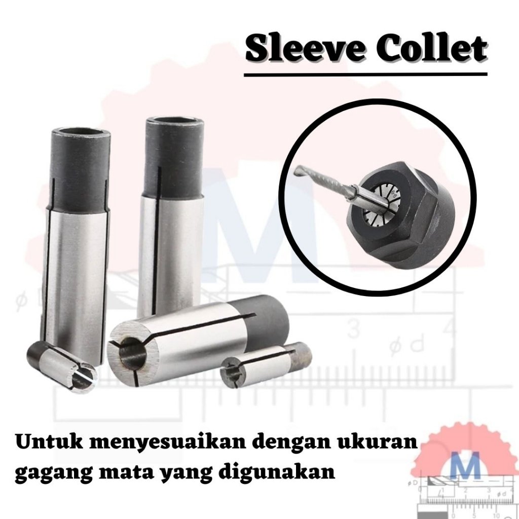 Adapter Collet Sleeve Collet Lurus untuk trimmer router CNC