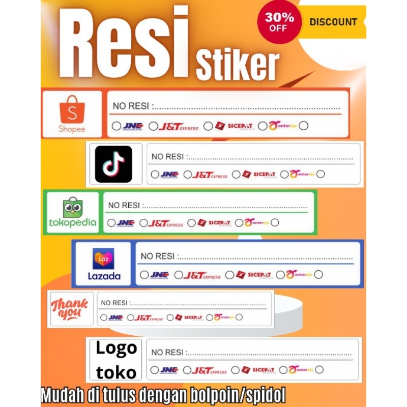 stiker resi online shop. Label pengiriman