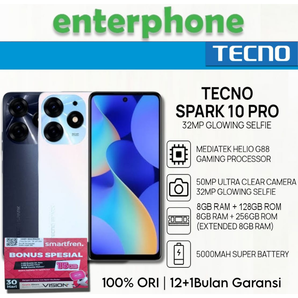 Tecno Spark 10 Pro NFC 8/256 Ram 8GB Internal 256GB Garansi Resmi