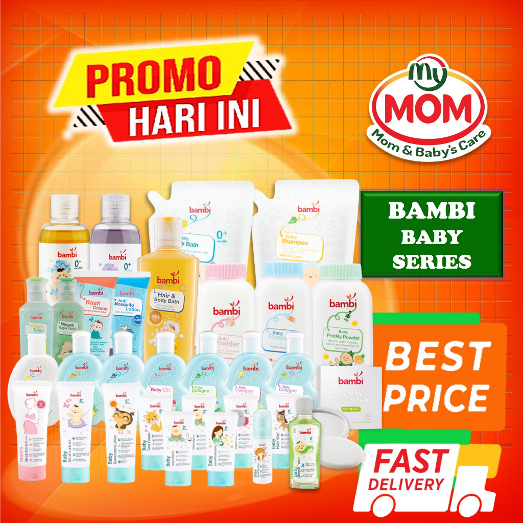 [BPOM] BAMBI BABY SERIES / Mosquito Lotion / Calming &amp; Comfort Head To Toe Wash / Hair Body Bath / Cologne / Diaper Cream / Face Cream / Hair Lotion / Hair Gel / Mild Lotion / Baby Oil / Minyak Telon / Compact Powder / Shampoo / Sunscreen / Sleepy Time