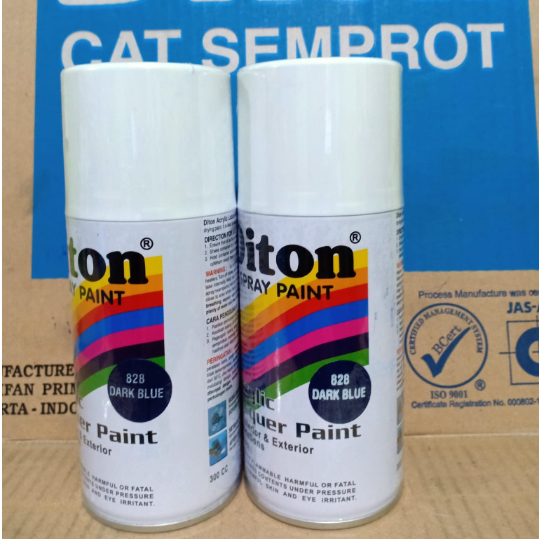 SOLID COLOURS DITON Spray Paint Acrylic Lacquer Paint Pilox Pilok Cat Semprot - 828 DARK BLUE / BIRU GELAP (300cc / 300ml)