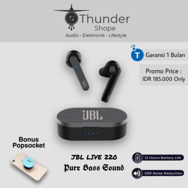 WIRELESS LIVE TWS JBL EARBUDS Hitam 220 Murah - EARPHONE BLUETOOTH HEADSET PURE BASS Jual