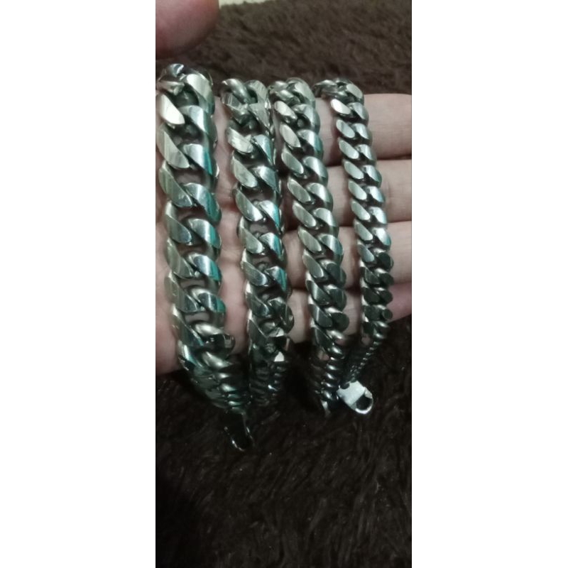 GELANG RANTAI BAJA PUTIH ANTI KARAT/ GELANG PRIA