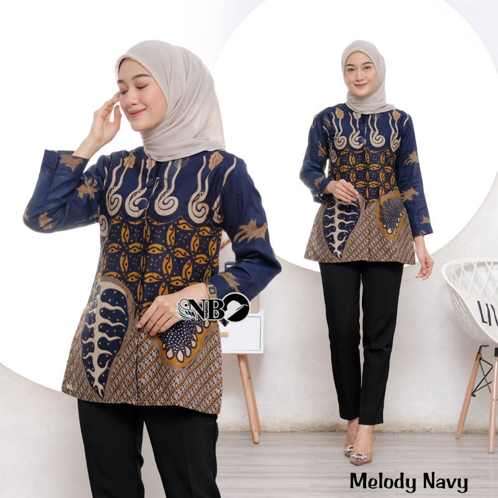 Baju Batik Wanita Modern Atasan Blouse Batik Kerja Kantor Wanita M L XL XXL Seragam Batik