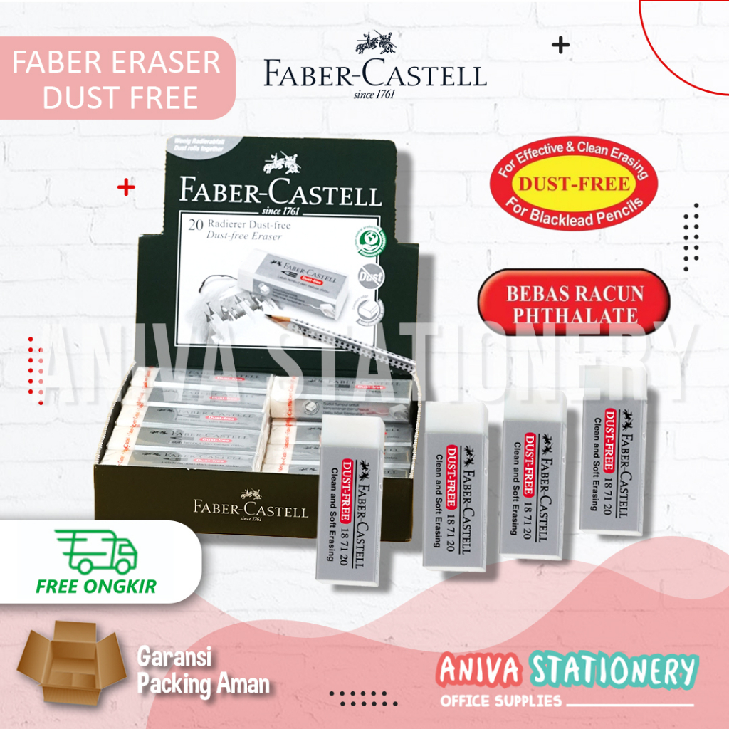 

FABER CASTELL ERASER DUST FREE PENGHAPUS HAPUSAN PENSIL PUTIH BESAR 18 79 96 UK 6X2 CM