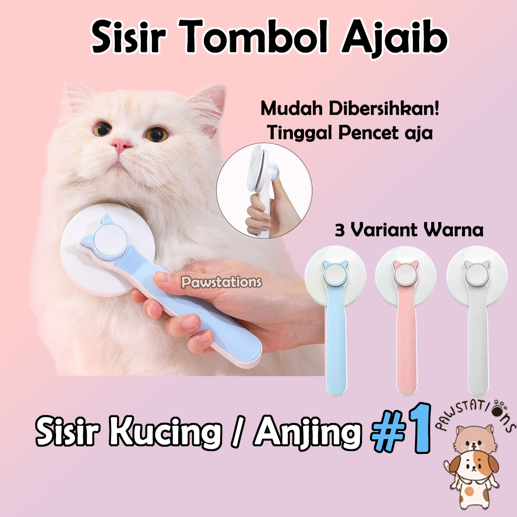 Sisir Kucing / Anjing Otomatis Sisir Grooming Kucing &amp; Anjing Sisir Tombol Ajaib Sisir Anabul Terbaru