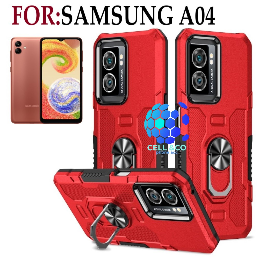 Case Armor SAMSUNG A04 Iring Cincin Magnetic Kesing Hp Protect kamera Premium Hard Case Standing Robot Pelindung Kamera