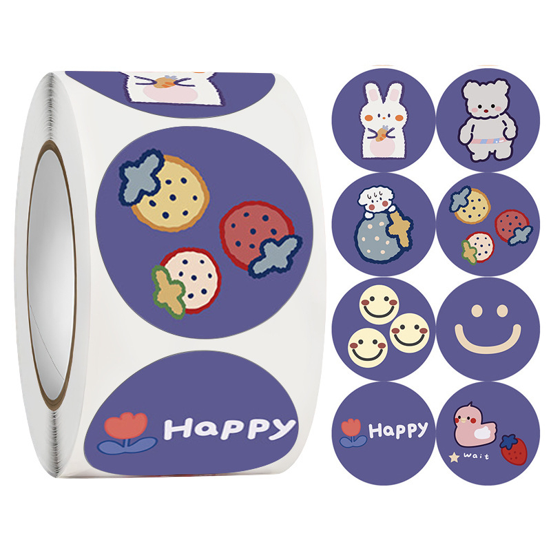 

50pcs Blue Emoji Seal Sticker Stiker Terimakasih Online Shop Packing Seal Packaging Kardus