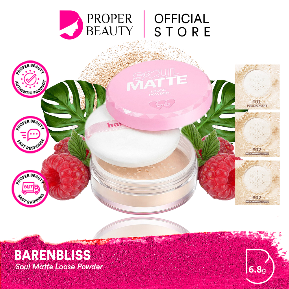 BARENBLISS Soul Matte Loose Powder Korea / Bedak Tabur 6.8g / Bebas Kilap Tekstur Ringan Sensasi Dingin / Pores Serum Control Weightless Cooling Powder Waterproof Sweatproof / Full Coverage Natural / Makeup Face Make Up / BNB Paket Series / Compact Padat