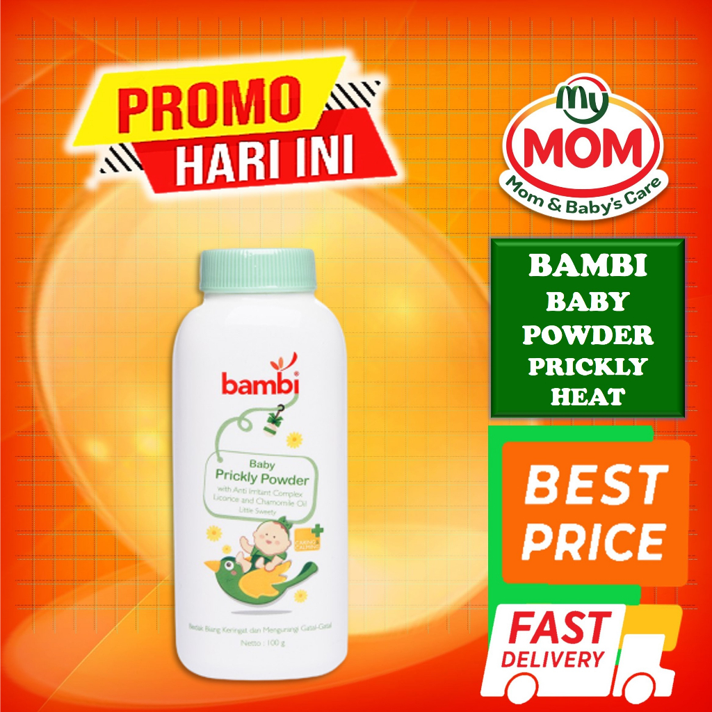 [BPOM] Bambi Baby Powder Prickly Heat 100gr / Bambi Bedak Tabur Khusus Biang Keringat Bayi / Kulit Normal - Sensitif / Bedak Meredakan Gatal &amp; Ruam Biang Keringat / MY MOM