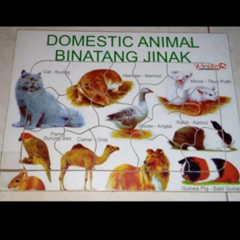 mainan anak puzzle gambar binatang