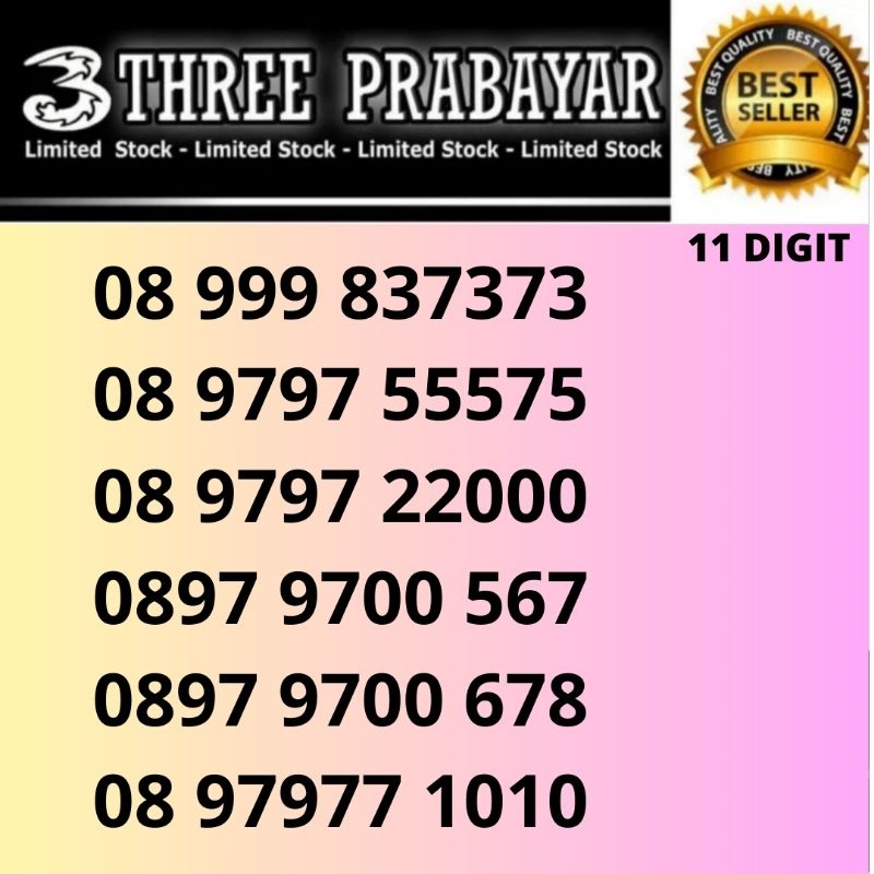 Nomor Cantik Tri 3 three Three 11 Digit 11 digit