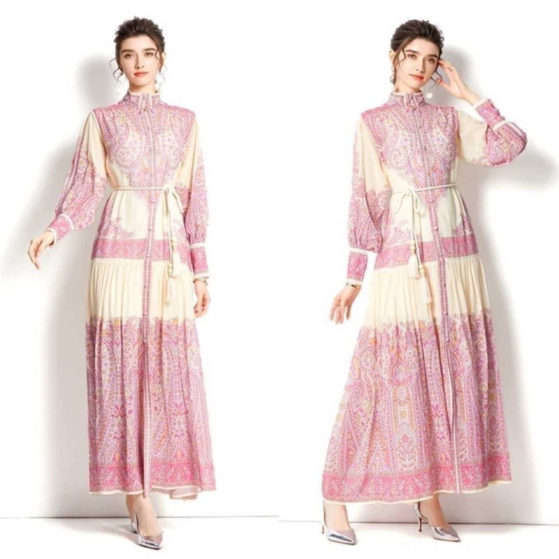 LONG MAXI RUFFLE FREE TALI BELT TASEL RX PREMIUM BANGKOK IMPORT GAMIS RUFFLE TINGAKT B4T1K ABSTRAK F