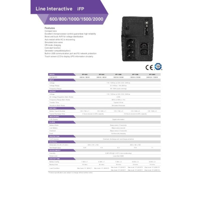 FSP UPS iFP 1000VA - 600W