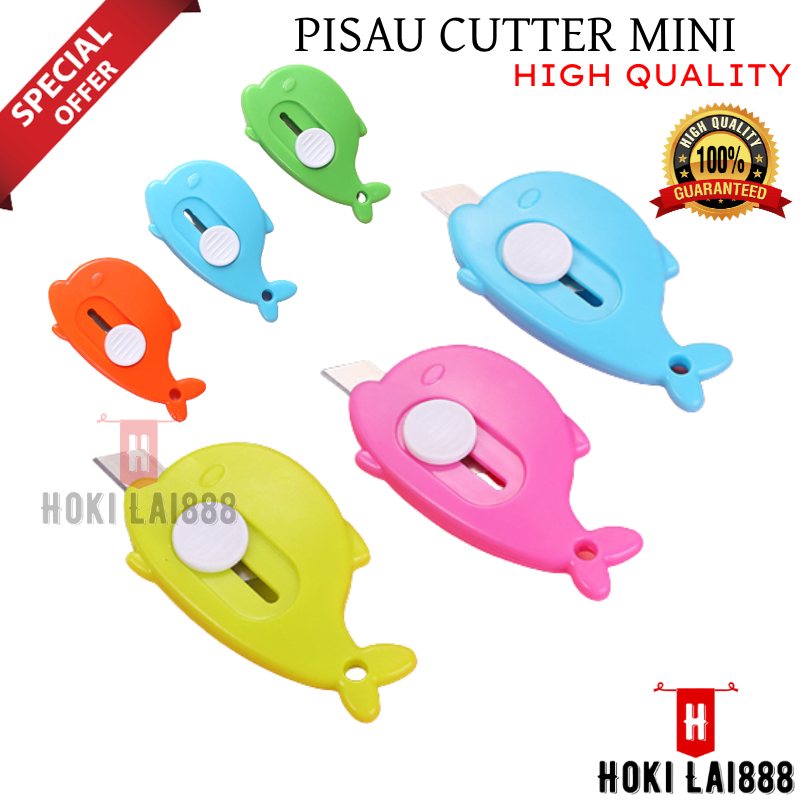 [HKL] CUTTER MINI MODEL DOLPHIN / PISAU MINI MOTIF LUMBA-LUMBA / CUTTER MINI DOLPHIN / PISAU PEMOTONG KERTAS MINI