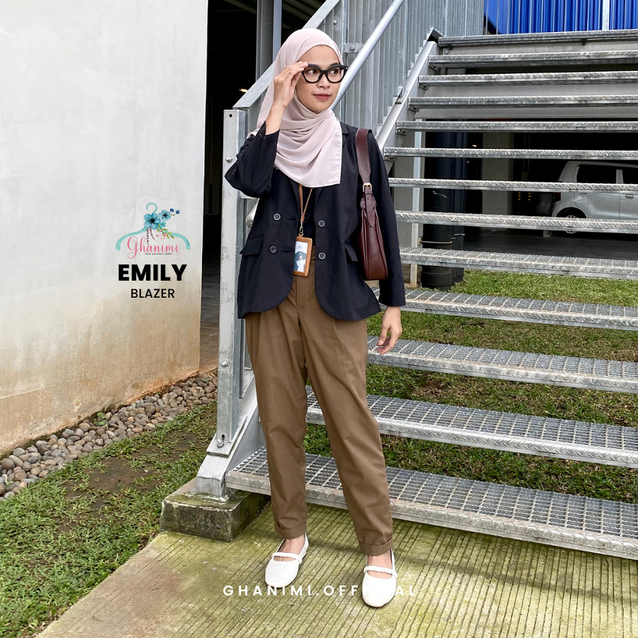 Ghanimi - Emily Blazer / Jas Wanita Polos / Blazer Kerja / Blazer kerah casual formal / Jas Kerja / Blazer polos / outer kerja / outer polos / Jas kerja polos timeless / blazer korea korean style