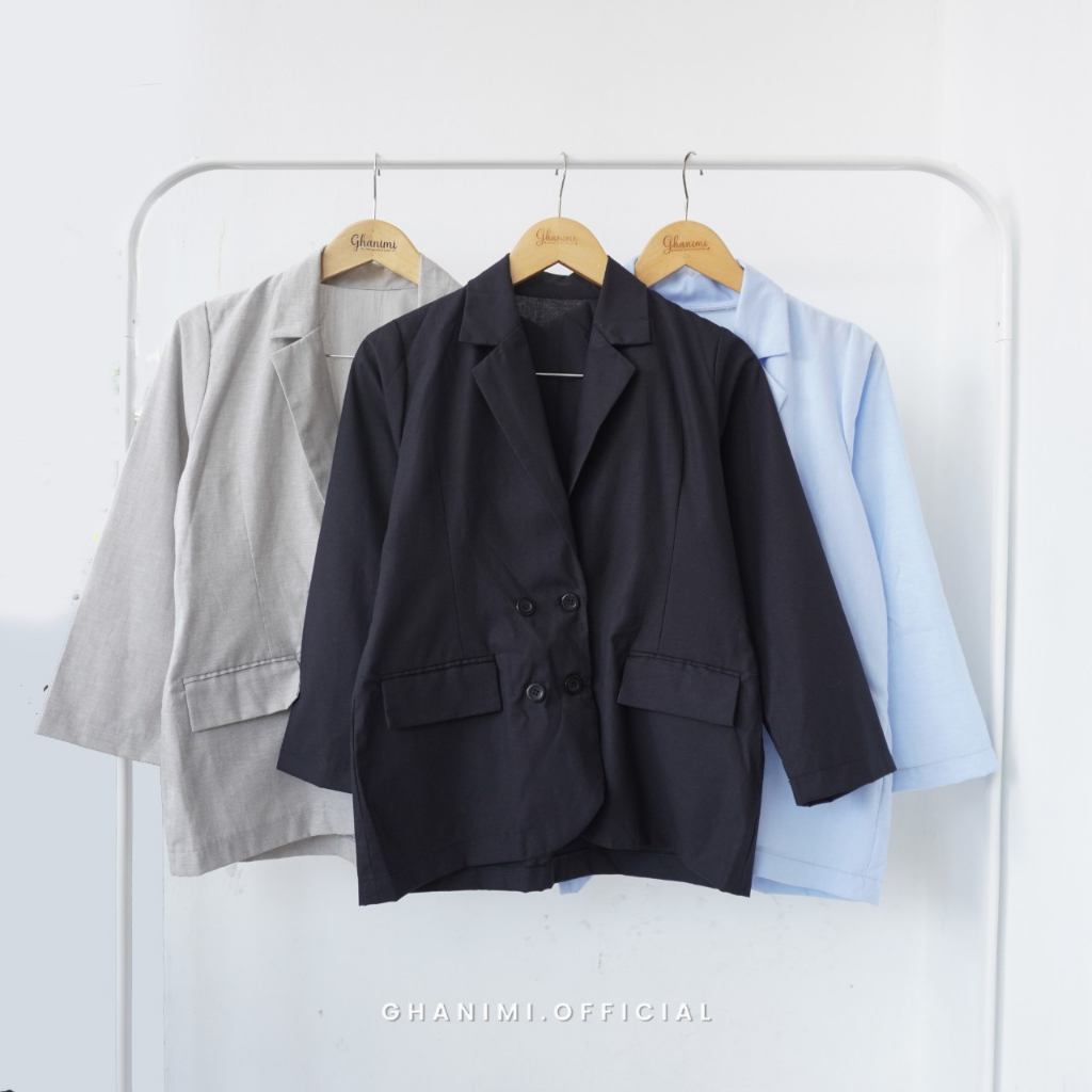 Ghanimi - Emily Blazer / Jas Wanita Polos / Blazer Kerja / Blazer kerah casual formal / Jas Kerja / Blazer polos / outer kerja / outer polos / Jas kerja polos timeless / blazer korea korean style