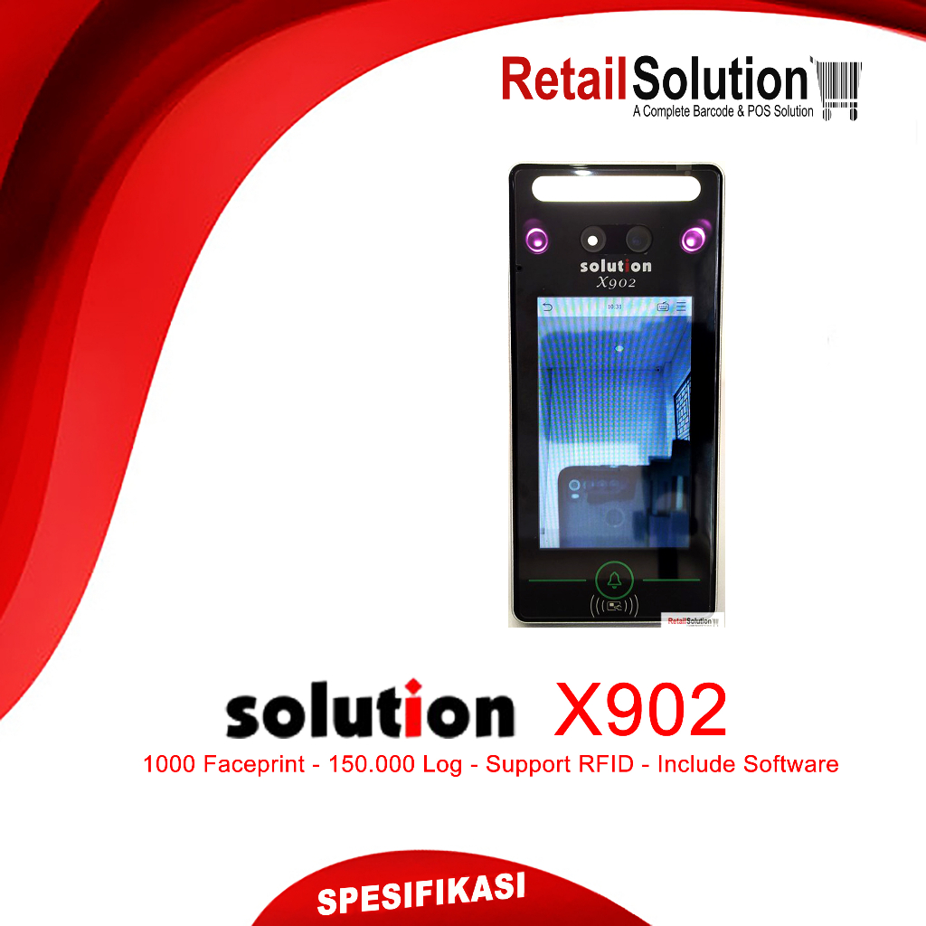 Solution X902 / X-902 / X 902 Mesin Absensi Wajah Kartu RFID WiFi