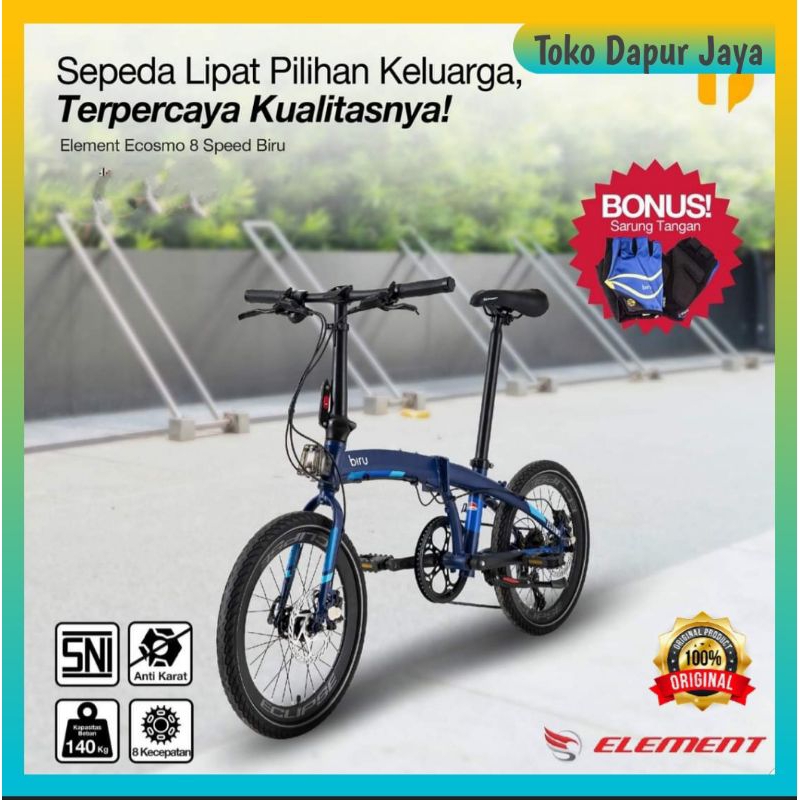 Element Sepeda Lipat Ecosmo 8 Speed Biru